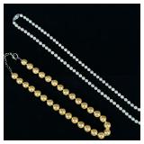 (2pc) PEARL NECKLACES | Designed as a sting of 12.4mm champagne pearls, and string of 6.4mm pearls w