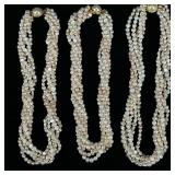 (3pc) TWISTED PEARL NECKLACES | Designed as 3 5-strand twisted 7mm pearl necklaces with gold-toned c