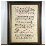 ANTIQUE ANTIPHONAL SHEET MUSIC | Antique Gregorian Latin chant on framed parchment. - l. 24.5 x w. 1