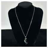 OPAL & STERLING KOKOPELLI NECKLACE | Designed as sterling silver with opal inlay Navajo Kokopelli pe