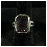 COLORFUL STERLING SILVER RING | Designed as a Sterling silver ring with mounted colorful stone, size