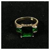 STERLING SILVER RING | Designed as a sterling silver ring with 3 square mounted stones, size 6, mark