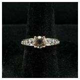 DIAMOND SIMULANT & STERLING RING | Designed as a sterling silver ring with large diamond simulant wi