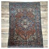 SMALL PERSIAN RUG | Kashan rug having colorful central medallion with deep blue border. - l. 56.5 x 