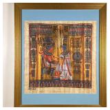 FRAMED EGYPTIAN PAPYRUS PAINTING | 18 x 18 in. Sight. - l. 26.5 x w. 22.5 in (frame)