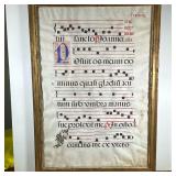 ANTIQUE FRAMED GREGORIAN CHANT | Large antique Gregorian Latin chant in frame. - l. 31.5 x w. 22 in