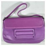 CARLA SADE VIOLET LEATHER PURSE | Violet leather Carla Sade purse. - l. 11 x w. 2.5 x h. 7 in