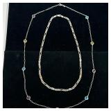 (2pc) STERLING & COLORFUL STONE NECKLACES | Designed as sterling silver with mounted colorful cut st