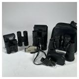 (6pc) LOT OF BINOCULARS | Including: Simmons Redline coated 10x50 Model: 1107, Inner Circle 10x32 bi