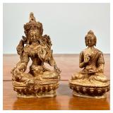 BONE CARVED BUDDHIST STATUES | l. 3 x w. 3 x h. 5.5 in