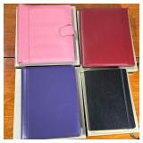 (4pc) LEVENGER NOTEBOOKS & PORTFOLIOS | Including Navy blue document folder, pink leather notepad po