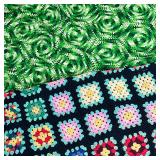 (2pc) CROCHET BLANKETS | Having floral square pattern and green hexagonal pattern. - l. 82 x w. 52 i