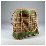 Thailand Wicker Purse | Multicolor woven handbag with “Focus by Ishikawa” tag. - l. 10.25 x w. 4.5 x