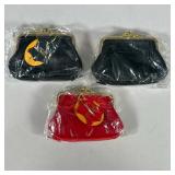 (3pc) NWT LEATHER COIN PURSE | Pair of black leather coin purse and 1 red leather coin purse all new