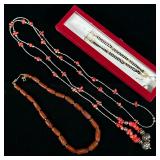 (4pc) MIXED JEWELRY | Including silver beaded wrap-around necklace, 12K Gold filled necklace with ca