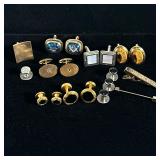 MIXED CUFFLINKS & TIE CLIPS | Including: pair of 12K gold filled mason cufflinks, 12K Gold filled na