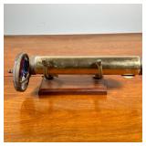 Corki Weeks Kaleidoscope | Brass kaleidoscope with stand. - l. 15 x w. 6 x h. 5 in