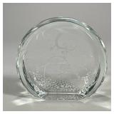 Steuben Paperweight | With etched scene of animals, signed on the bottom. - w. 4.75 x h. 4.25 in