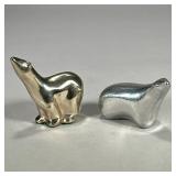 (3pc) SILVER PLATE & CHROME BEARS | Including a tarnish-resistant bear made in Japan with Delli Inc.