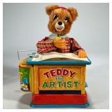 Teddy The Artist | With original box, tin toy "Teddy the Artist" battery operated Electro Toy no. 10