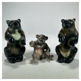 (3pc) Ceramic Bears | Glazed ceramic bear figures including a pair of unmarked bears and a DJ Copenh