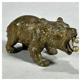 BRASS BEAR CIGAR CUTTER | Brass bear figurine storing small cigar cutter in mouth. - l. 3 x w. 1.25 
