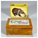 (2pc) Bear Boxes | Two small trinket boxes including a Winnie the Pooh decoupage and painted box and