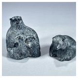 THE WOLF SCULPTURES CANADA BEARS | Including mama bear with 2 cubs and seated bear. Sticker on botto