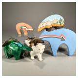 (5pc) LARGE SOUTHWESTERN FOLK ART BEARS | Including ceramic and wood southwestern-designed bear figu