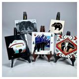 (5pc) BEAR TILES/TRIVETS | Including: decorative bear soapstone carving, Rosanne & Jordan Thrall Bea
