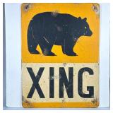Bear Xing Sign | Hand painted bear crossing sign by J.J. Hildreth, signed and with label dated 2007 