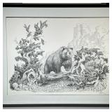 Signed Bear Lithograph | Ed. 11/75 lower left and pencil signed Lowe right, framed under glass. - w.