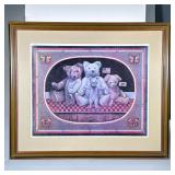 John Simpkins | Framed print of a folk art style still life of Americana bears by John Simpkins, ed.
