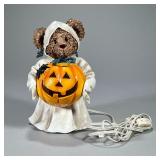 Halloween Bear | Adorable illuminated decoration designed as a bear in a ghost costume holding a jac