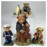 (4pc) Bear Figurines | All dressed up, including a bear playing cello, a sailor bear, and two fishin
