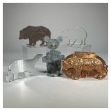 (4pc) MISC METAL BEARS | Including: copper bear mold, bear cookie cutter, flat cut metal bear, and g