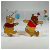 (2pc) Winnie The Pooh Stained Glass | Including a Pooh Bear stained glass holding balloons and anoth