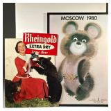(2pc) OLYMPICS & OTHER BEAR ADVERTISEMENTS | Including: Framed poster of bear cub from the 1980 Mosc