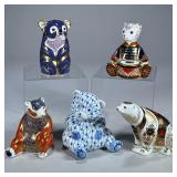 (5pc) ROYAL CROWN DERBY & OTHER BEARS | Including: four Royal Crown Derby porcelain bears decorated 