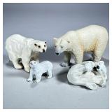(4pc) CERAMIC POLAR BEARS | Including: Royal Copenhagen polar bear cub, Ed-E-Langbein Italy polar be