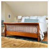 Stephen Swift King Bed Frame | Signed and dated 2001, with curved slatted headboard and footboard. -