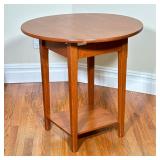 [SIGNED] CRAFT CARPENTRY ROUND TOP SIDE TABLE | Clear Lake Furniture, Ludlow VT; Signed Frank Levar(