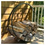 Iron Log Holder | Round black painted iron log holder. - w. 38.25 x h. 38.5 in