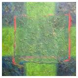 Abstract Oil Painting | Study in Green, oil on canvas, with impasto, in a slim wood frame, titled on