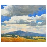 John E. Phillips (20th Century) | Foothills Clouds, oil on board painting by American artist, signed