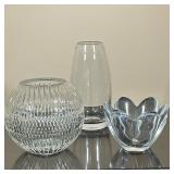 (3pc) Simon Pearce & Other Vases | Including a Simon Pearce ovoid glass vase signed on the bottom (h