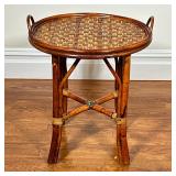 Wicker Tray Side Table | Wicker tray top side table of small size, having a multicolor woven oval tr