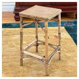 Wicker Plant Stand | Woven wicker plant stand. - l. 13 x w. 13 x h. 24.25 in