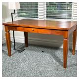 Crate & Barrel Desk / Work Table | Of nicely figured wood, having a single drawer over square taperi