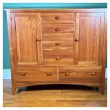 Ethan Allen Dresser Cabinet | Two cabinet doors centering four drawers over two half-width drawers. 